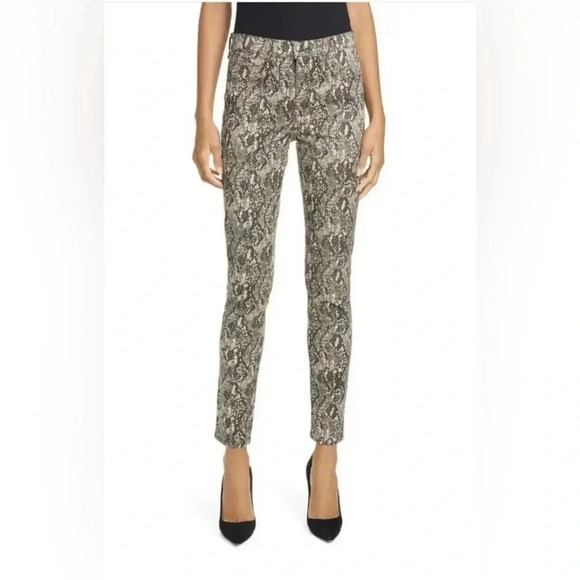 VERONICA BEARD 'Kate' Snake-Print High-Rise Skinny Jeans, Nude - Picture 1 of 7
